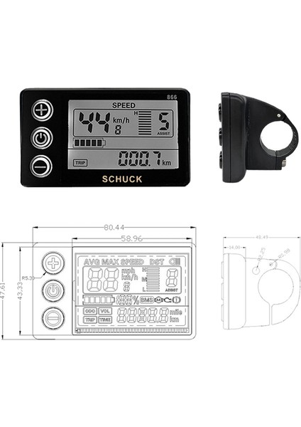 Ebike S866 LCD Ekran Ölçer Elektrikli Bisiklet 24V 36V 48V Kontrol Paneli Su Geçirmez Fiş ile BBS01 BBS02 (Yurt Dışından)