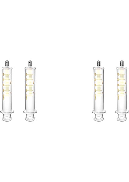 4'lü Paket Luer Lock Yeniden Kullanılabilir Cam Şırınga, Iğnesiz, 50ML (Yurt Dışından)