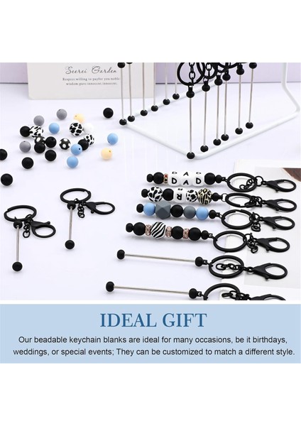 24 Adet Boncuklu Anahtarlık Çubukları Toplu Boncuk Dıy Boş Anahtarlık Metal Boncuklu Anahtarlık Boncuk Anahtarlık El Sanatları Siyah (Yurt Dışından) fırsatları