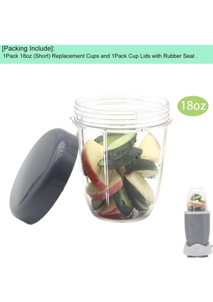 Blender Bardakları ve Düz Kapaklar Blender Meyve Sıkacağı ile Uyumlu Yedek Parçalar 600W, 900W,18OZ Bardak, 1 Adet (Yurt Dışından) fiyatları
