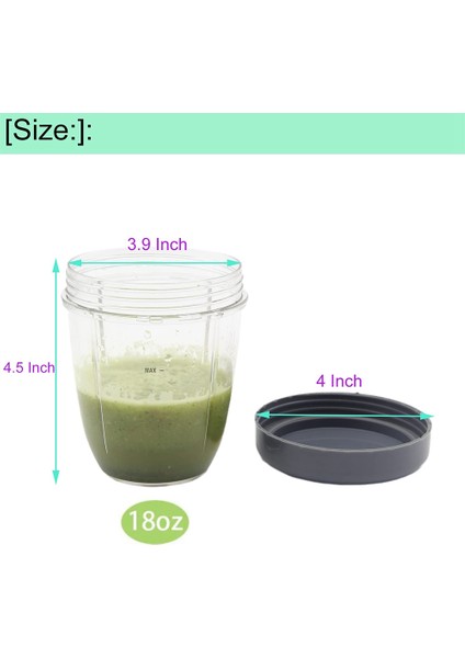 Blender Bardakları ve Düz Kapaklar Blender Meyve Sıkacağı ile Uyumlu Yedek Parçalar 600W, 900W,18OZ Bardak, 1 Adet (Yurt Dışından) modelleri