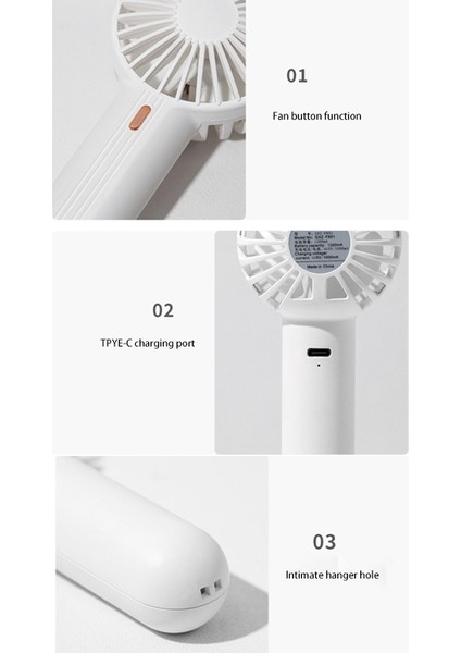 GXZ-F851 Mini Palmiye Fanı, USB Şarjlı Sessiz, Ofis ve Yurt Için El Tipi Küçük Fan(Pembe) (Yurt Dışından)