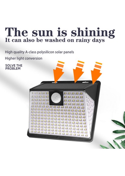 260LED Güneş Enerjili Dış Duvar Lambası Hareket Sensörü Açık Bahçe Lambası IP65 Su Geçirmez Üç Mod 180 Derece Geniş Açı (Yurt Dışından) fiyatları