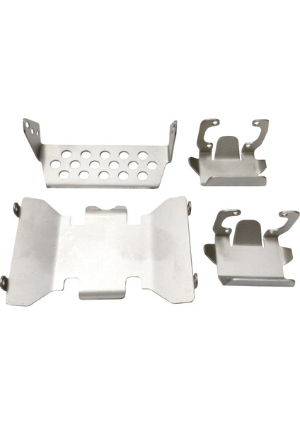 Paslanmaz Çelik Ön Tampon Alt + Aks + Şanzıman Takozu Koruma Plakası Seti 1/10 Rc Paletli Eksenel SCX10 Iı 90046 90047 90060 (Yurt Dışından)