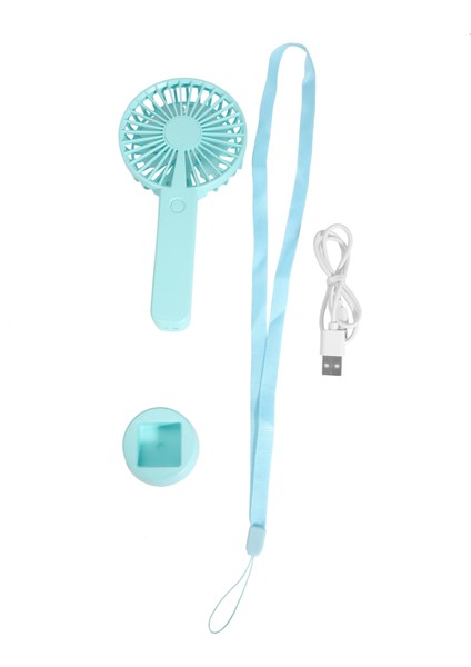 El Kişisel Fan USB Taşınabilir Masaüstü Mini Fan Mini Soğutucu LED Işık ile Seyahat Açık Ev Ofis Sessiz Masa Fanları-Mavi (Yurt Dışından)