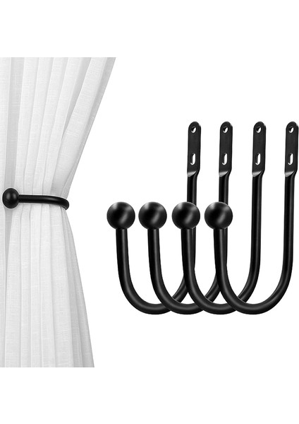 Perde Tiebacks Perdelik Holdbacks Vidalı Basit Vintage Stil (4 Adet Siyah) (Yurt Dışından)