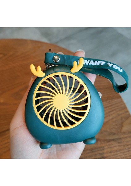 Yeni Açık Kahverengi El Küçük Fan USB Şarj Öğrenci Karikatür Taşınabilir Anahtarlık Mini Fan Hediye D (Yurt Dışından)