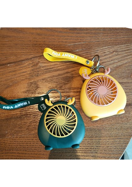 Yeni Açık Kahverengi El Küçük Fan USB Şarj Öğrenci Karikatür Taşınabilir Anahtarlık Mini Fan Hediye D (Yurt Dışından)