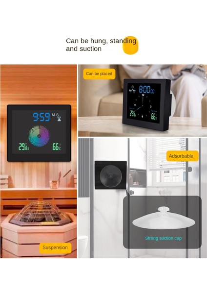 Banyo Su Geçirmez Duvar Saati Duş Saatleri Zamanlayıcı Dijital Elektronik Duvar Saati Mutfak Tuvalet Zamanı Siyah (Yurt Dışından) fırsatları