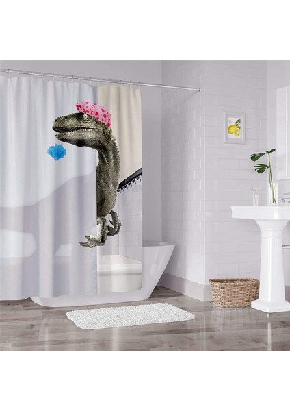 2x Komik Dinozor Duş Perdesi Banyo Perdesi Kanca ile Karikatür Banyo Dinozor Kumaş Duş Perdesi Çocuklar Için (Yurt Dışından) modelleri
