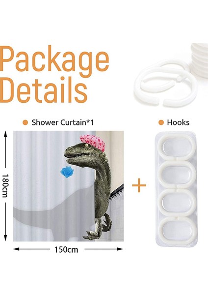 2x Komik Dinozor Duş Perdesi Banyo Perdesi Kanca ile Karikatür Banyo Dinozor Kumaş Duş Perdesi Çocuklar Için (Yurt Dışından) fırsatları