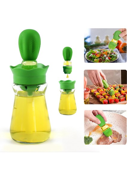 Silikon Fırçalı Yağ Dağıtıcı Barbekü Yağı Sprey Cam Şişe Silikon Barbekü Için 2 Barbekü Aksesuarları Pembe (Yurt Dışından)