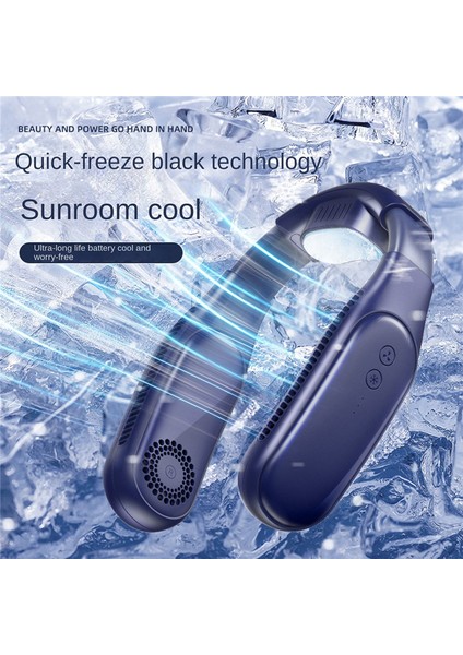 Asılı Boyun Fanı Mobil Klima Soğutucu Dış Mekan Taşınabilir Bladeless Fan USB Şarj Edilebilir Boyun Soğutma Fanı (Beyaz) (Yurt Dışından)