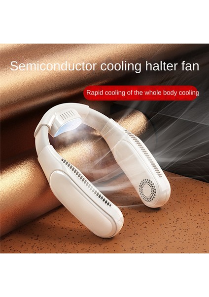 Asılı Boyun Fanı Mobil Klima Soğutucu Dış Mekan Taşınabilir Bladeless Fan USB Şarj Edilebilir Boyun Soğutma Fanı (Beyaz) (Yurt Dışından)