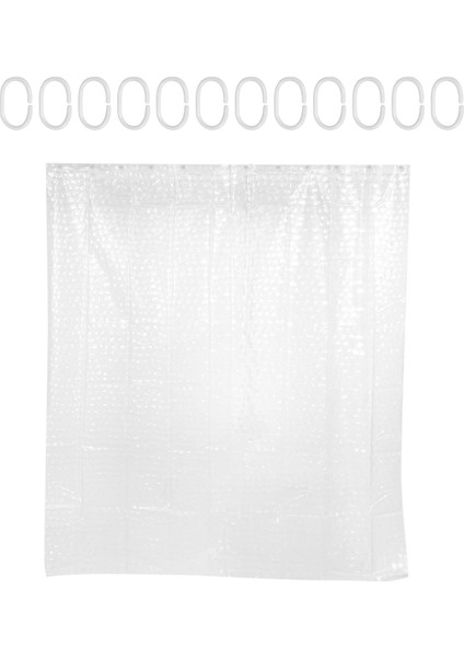 Temizle Eva Duş Perdesi Astar Su Geçirmez Şeffaf 3D Su Kare Banyo Perdesi 71 Inç x 79 Inç, 12 Kanca (Yurt Dışından)