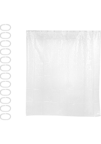 Temizle Eva Duş Perdesi Astar Su Geçirmez Şeffaf 3D Su Kare Banyo Perdesi 71 Inç x 79 Inç, 12 Kanca (Yurt Dışından) fiyatları