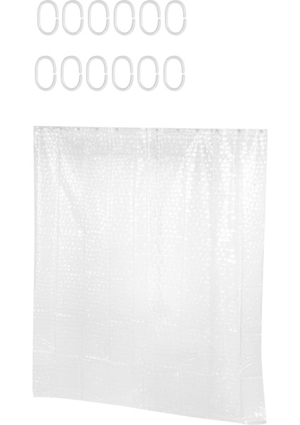 Temizle Eva Duş Perdesi Astar Su Geçirmez Şeffaf 3D Su Kare Banyo Perdesi 71 Inç x 79 Inç, 12 Kanca (Yurt Dışından) modelleri