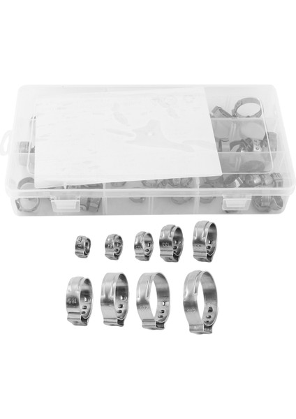 Paslanmaz Çelik Tek Kulaklı Hortum Kelepçesi, 80 Adet 6-23.6mm Sıkma Hortum Kelepçesi Çeşitler Kiti Kulak Kademesiz Cinch Halkaları Sıkma Tutam (1/4 Inç - 15/16 Inç) (Yurt Dışından) modelleri