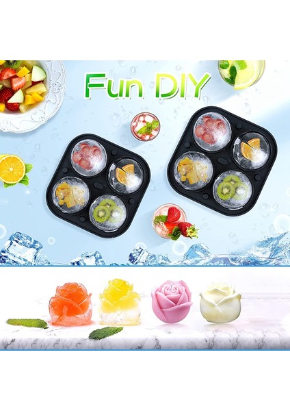 Buz Küpü Tepsileri 3D Gül Silikon 4'lü Çıkarılabilir Huni Şekilli Kapaklı Buz Küpü Tepsileri (Yurt Dışından) fiyatları