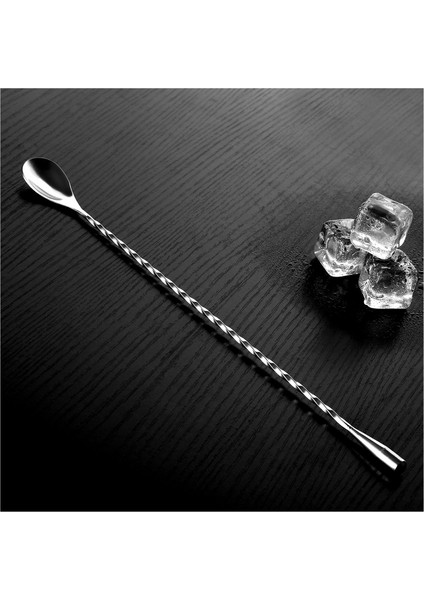 12 Inç Paslanmaz Çelik Karıştırma Kaşığı, Spiral Desenli Bar Kokteyl Çalkalayıcı Kaşığı (Yurt Dışından)
