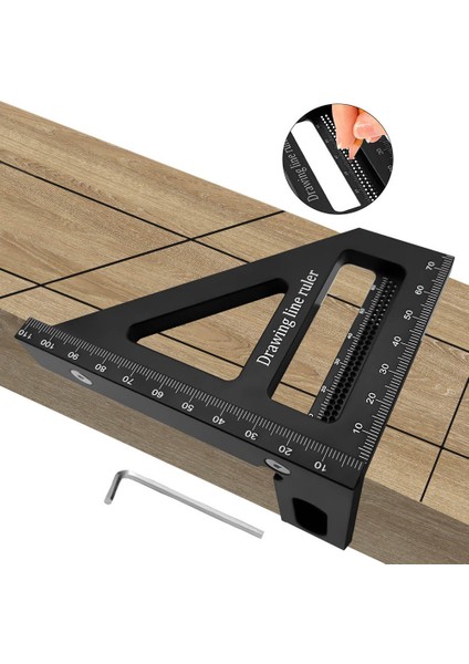 Ağaç Işleme Kare Iletki Gönye Üçgen Cetvel Yüksek Hassasiyetli Düzeni Ölçme Aracı Mühendis Marangoz Siyah (Yurt Dışından)