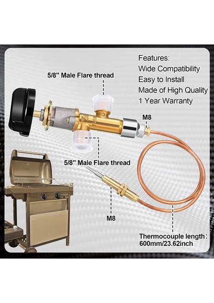 Düşük Basınçlı Gazlı Şömine Arızası Güvenlik Kontrol Vanası Kiti Gaz Isıtıcı Termokuplunun Değiştirilmesi 5/8-18UNF (Yurt Dışından) modelleri