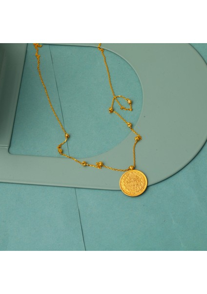 Yarım Reşatlı Top Zincirli 22 Ayar Altın Kolye
