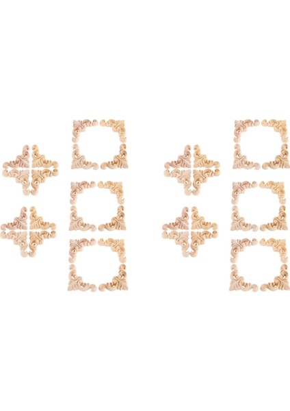 40 Adet Oyma Boyasız Avrupa Ahşap Mobilya Pencere Köşe Ahşap Aplike Onlay Ahşap Figürler Süs 4x4 cm (Yurt Dışından)