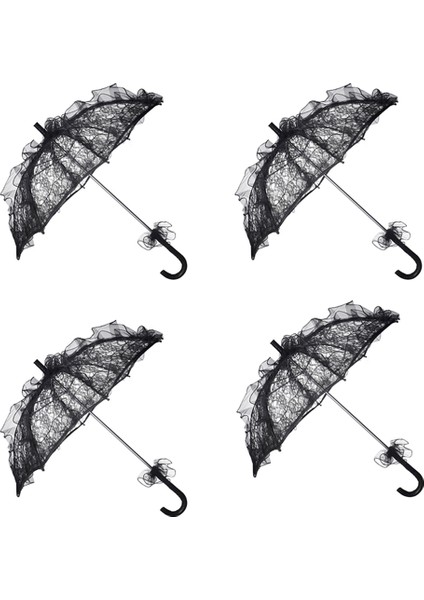 4 Adet Zanaat Dantel Dekoratif Şemsiye, Fotoğraf Sahne Prop Şemsiye Parti Vintage Şemsiye Şemsiye Siyah (Yurt Dışından)