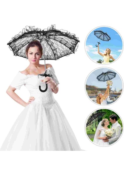 4 Adet Zanaat Dantel Dekoratif Şemsiye, Fotoğraf Sahne Prop Şemsiye Parti Vintage Şemsiye Şemsiye Siyah (Yurt Dışından) modelleri