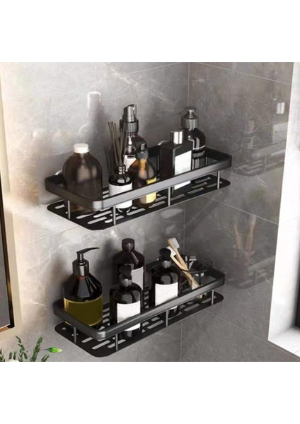 Banyo Aksesuarları Raf Yapışkanlı Emme Matkapsız Alüminyum Duvara Montaj Köşesi 30X13X5.5CM Gümüş (Yurt Dışından) indirimleri