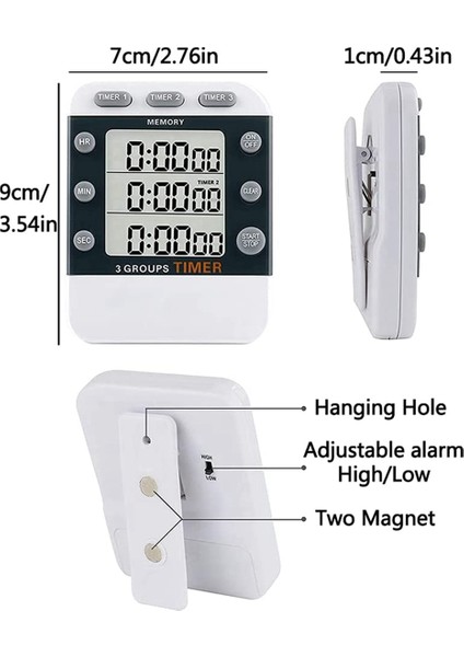 2x Dijital Çift Mutfak Zamanlayıcısı, 3 Kanallı Yukarı/aşağı Sayım Zamanlayıcısı, Üçlü Pişirme Zamanlayıcısı, Ekran, Yüksek Ses Seviyesi Alarmı (Yurt Dışından) fiyatları
