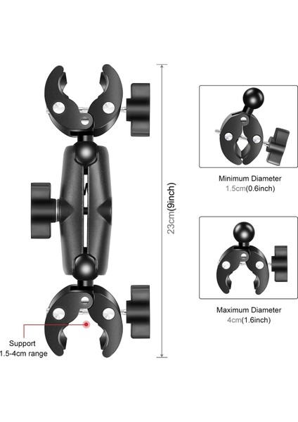 Motosiklet Dualheads Yengeç Kelepçe Eylem Kamera Gidon Spor Aksiyon Kameraları Için Sabit Montaj (Yurt Dışından)