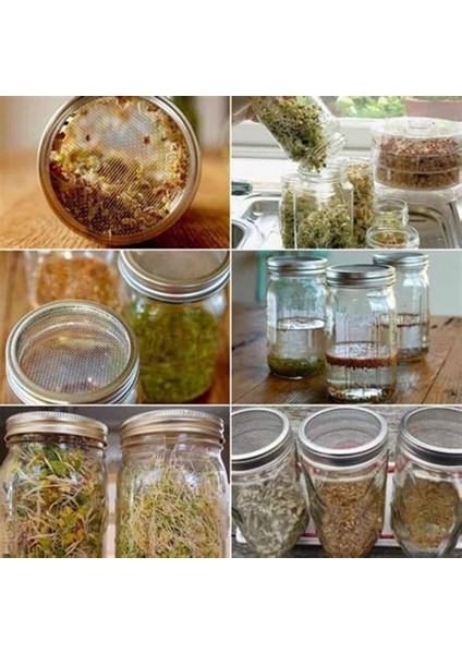 Mükemmel Havalandırma Için 9x Paslanmaz Çelik Filizlenen Kavanoz Kapağı Kiti Geniş Ağızlı Mason Kavanoz Konserve Kavanozları Için Uygun (Yurt Dışından) fırsatları