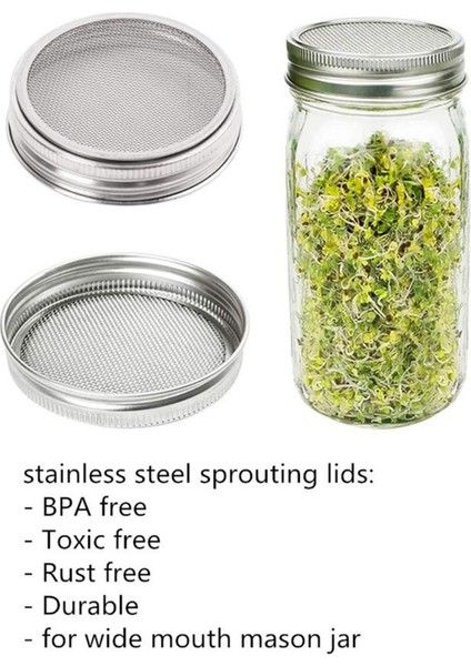 Mükemmel Havalandırma Için 9x Paslanmaz Çelik Filizlenen Kavanoz Kapağı Kiti Geniş Ağızlı Mason Kavanoz Konserve Kavanozları Için Uygun (Yurt Dışından) indirimleri