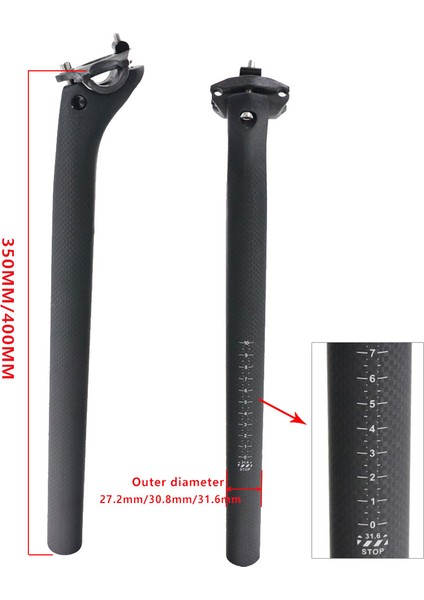 Dağ Bisikleti Karbon Seatpost 31.6 x 400MM Ofset 20MM Yol Bisikleti Seatpost Karbon Fiber Seatpost (Yurt Dışından)
