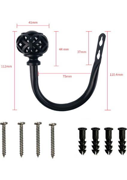 Çift Metal Perde Kancası - Retro Duvara Monte Perde Geri Tutma Tiebackleri Duvar Kancası Perdelik Tutucu (Siyah) (Yurt Dışından) fırsatları