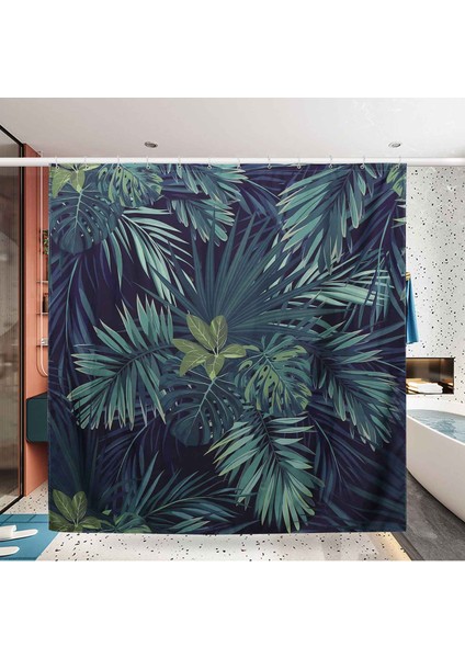 Yeşil Duş Perdesi Yaprakları Baskı Desen Modern Doğal Bitki Desen Polyester Banyo Su Geçirmez Perdeler (Yurt Dışından) fiyatları