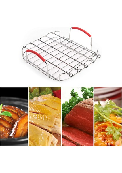 9 Inç Paslanmaz Çelik Airfryer Izgara Rafı Çok Yönlü Kare Kavurma Izgarası Şiş ile Pişirme Tepsisi Airfryers Tutucu (Yurt Dışından) indirimleri
