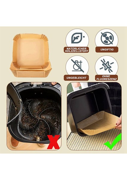 Sıcak Hava Fritözü Için Pişirme Kağıdı Kare (20 Cm), 200'LÜ Paket Airfryer Pişirme Kağıdı Tek Kullanımlık Yapışmaz Kağıt Suya Dayanıklı (Yurt Dışından) fırsatları