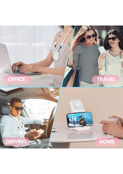Mini Fan Taşınabilir USB Katlanabilir Kişisel El Fanı, Telefon Tutucu, Dış Mekan Sürüş Ofisi Için 4 Hız Ayarlı Fan (Yurt Dışından)