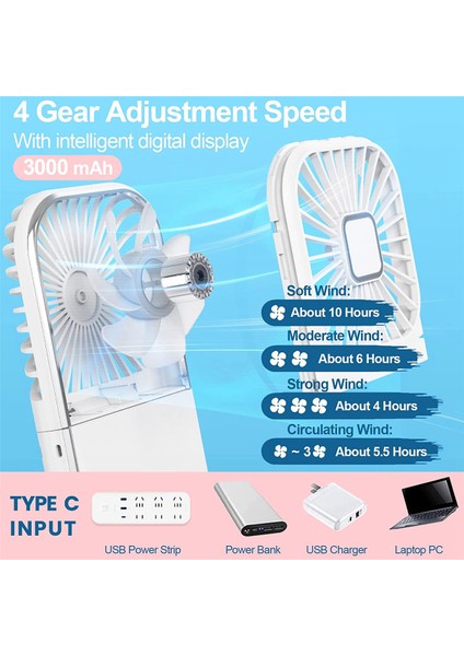 Mini Fan Taşınabilir USB Katlanabilir Kişisel El Fanı, Telefon Tutucu, Dış Mekan Sürüş Ofisi Için 4 Hız Ayarlı Fan (Yurt Dışından)