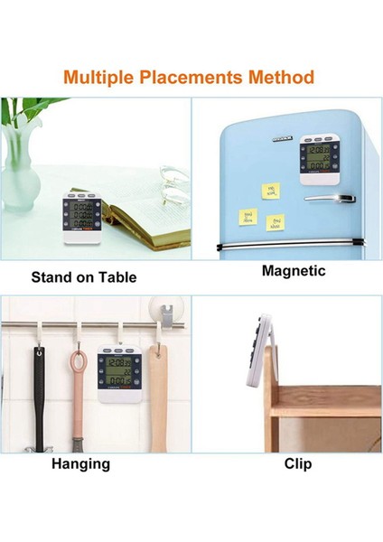 2x Dijital Zamanlayıcı 100 Saat Üçlü Geri Sayım/yukarı Saat Zamanlayıcı Mutfak Pişirme Zamanlayıcısı LCD Ekran Yüksek Sesli Alarm Braketi (Yurt Dışından)