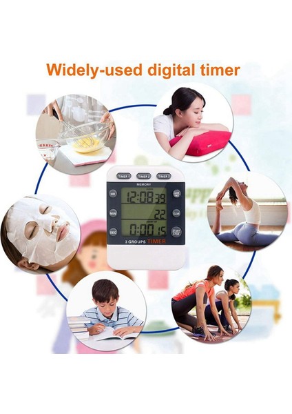 2x Dijital Zamanlayıcı 100 Saat Üçlü Geri Sayım/yukarı Saat Zamanlayıcı Mutfak Pişirme Zamanlayıcısı LCD Ekran Yüksek Sesli Alarm Braketi (Yurt Dışından)