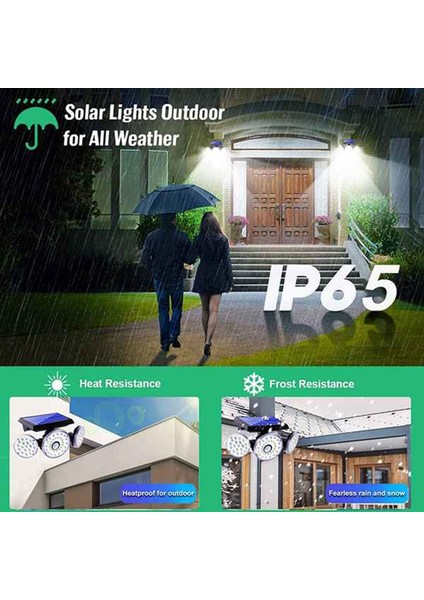 Güneş Işıkları, 3 Kafa Hareket Sensörü Işıkları Ayarlanabilir 140LED Projektör Işıkları Dış Mekan Spotları Bahçe Için 270 ° Döndürülebilir, Vb (Yurt Dışından)