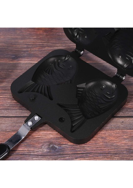 2x Taiyaki Şekilli Sıcak Tatlı Waffle Kek Makinesi Tava Japon Gözleme Çift Tava Kızartma Tavası (Yurt Dışından)