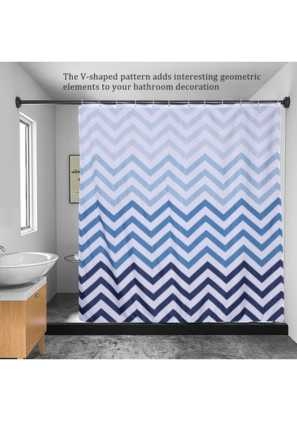 Kalınlaşmış Polyester Su Geçirmez Tuvalet Geometrik Şerit Degrade Baskı Banyo Bölümü 12 Plastik Kanca Dahil (Yurt Dışından) indirimleri