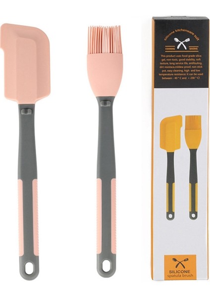 Silikon Spatula Seti Isıya Dayanıklı Barbekü Yağı Fırça Kek Krem Spatula Pişirme Aracı Pembe (Yurt Dışından)