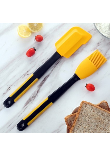 Silikon Spatula Seti Isıya Dayanıklı Barbekü Yağı Fırça Kek Krem Spatula Pişirme Aracı Pembe (Yurt Dışından)