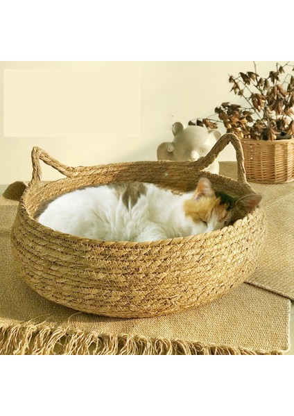 Rahat Kedi Köpek Yatağı Yaz Kedi Tırma Tahtası Rattan Yıkanabilir Kedi Malzemeleri Dokuma Çıkarılabilir Yastık 35 cm (Yurt Dışından) indirimleri